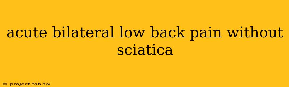 acute bilateral low back pain without sciatica