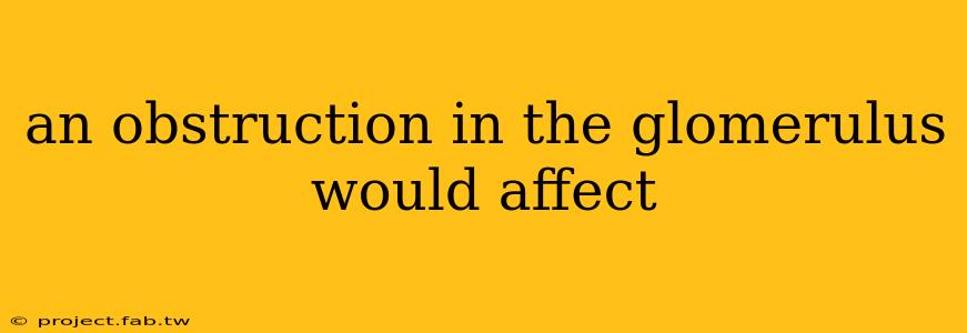 an obstruction in the glomerulus would affect