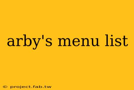 arby's menu list