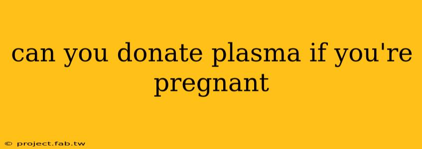 can you donate plasma if you're pregnant