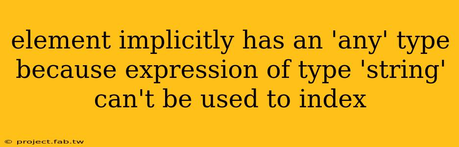 element implicitly has an 'any' type because expression of type 'string' can't be used to index