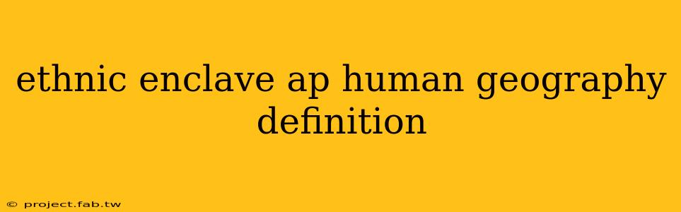 ethnic enclave ap human geography definition