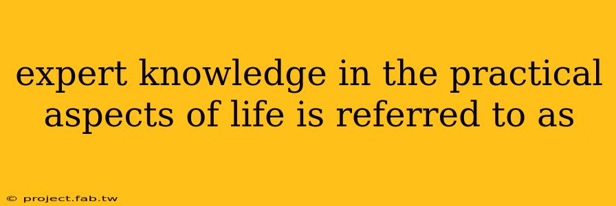 expert knowledge in the practical aspects of life is referred to as