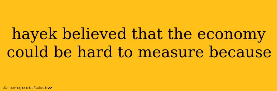 hayek believed that the economy could be hard to measure because