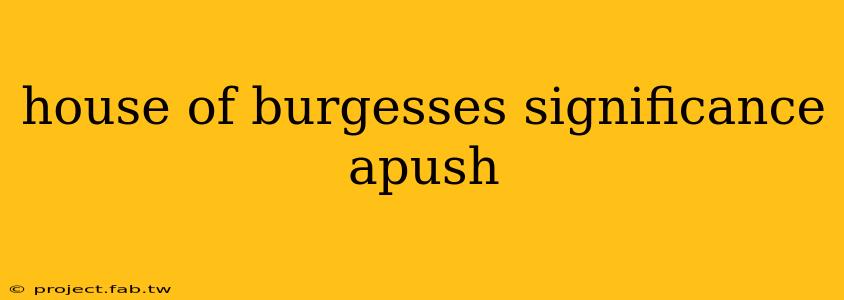 house of burgesses significance apush