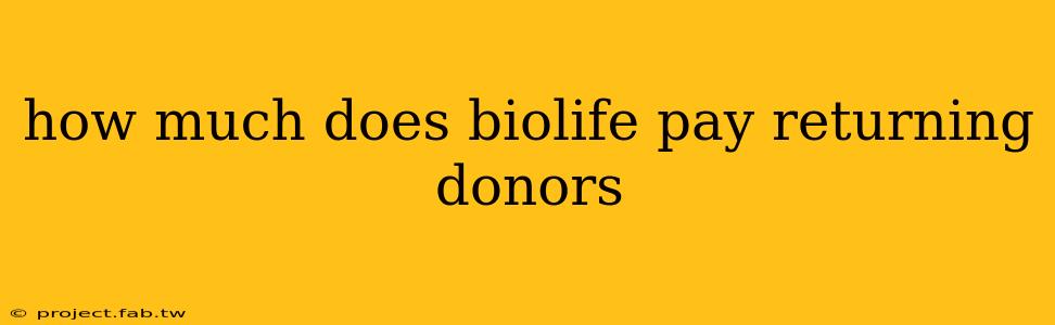 how much does biolife pay returning donors