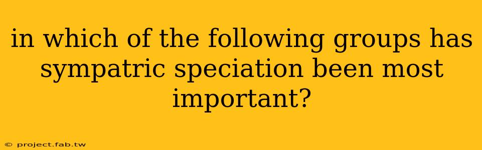 in which of the following groups has sympatric speciation been most important?