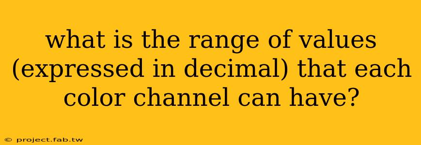 what is the range of values (expressed in decimal) that each color channel can have?