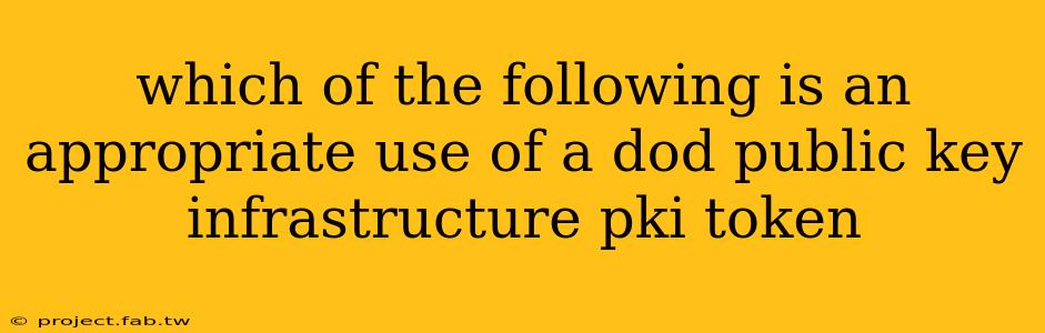 which of the following is an appropriate use of a dod public key infrastructure pki token