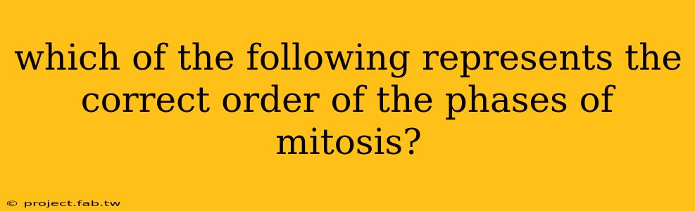 which of the following represents the correct order of the phases of mitosis?