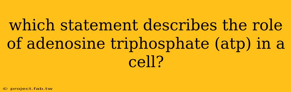 which statement describes the role of adenosine triphosphate (atp) in a cell?