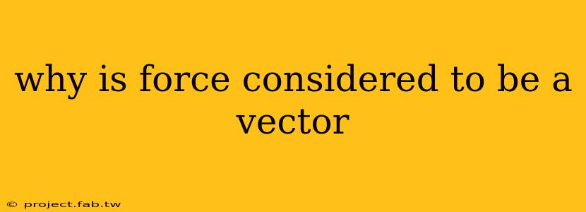 why is force considered to be a vector